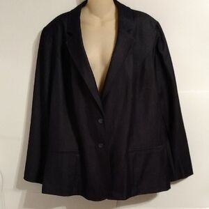 Dark Navy Shiny Finish Lightweight Plus Blazer Jacket Size 28